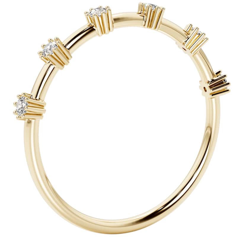 14k Gold Plated Sterling Silver Lab Diamond 1/10 ct Stacking Ring Band