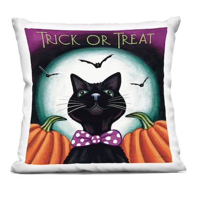 Stupell Trick Or Treat Cat Decorative Printed Throw Pillow Design by Elizabeth Tyndall