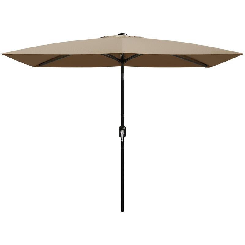 10'X6.5' Rectangular Outdoor Umbrella, with Crank & Push Button Tilt - Tan