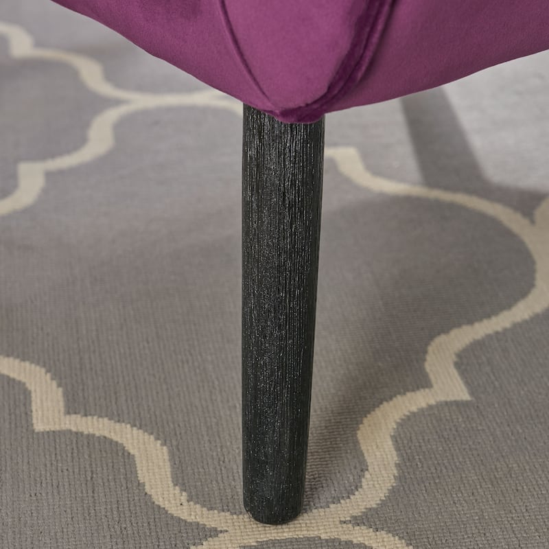 Velvet Mid-Century Armchair with Button and Tufted Wingback Design