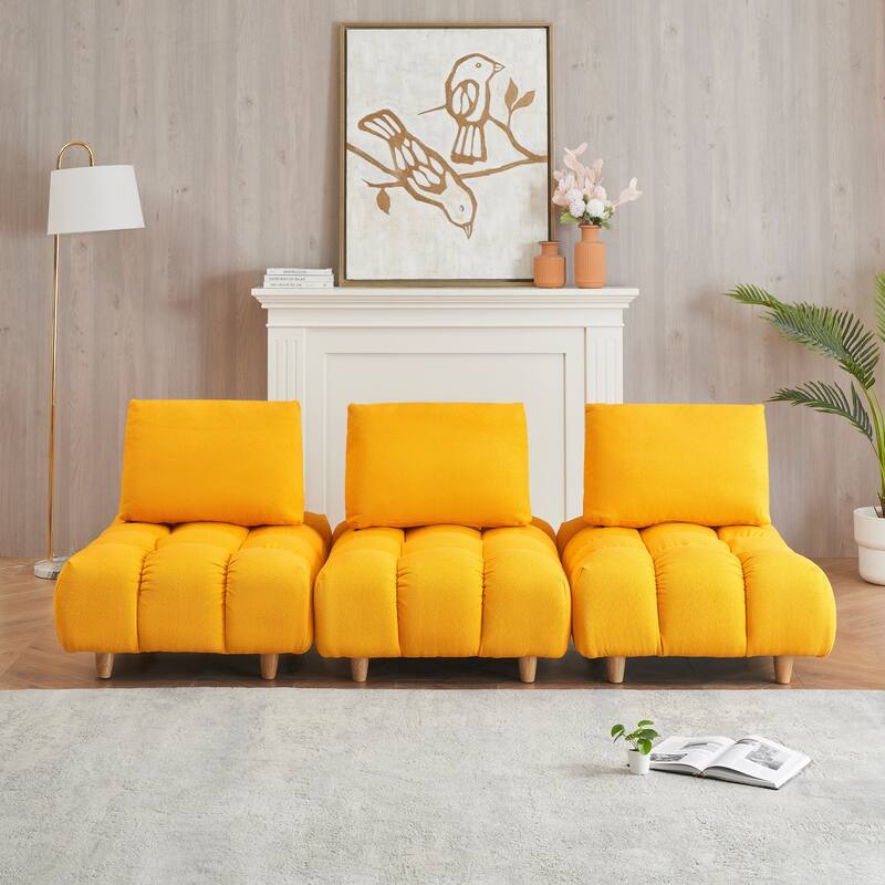 "Modern 90-Inch Teddy Sofa, Mid-Century Design, Perfect for Living Room, Office, and Apartment" - Yellow