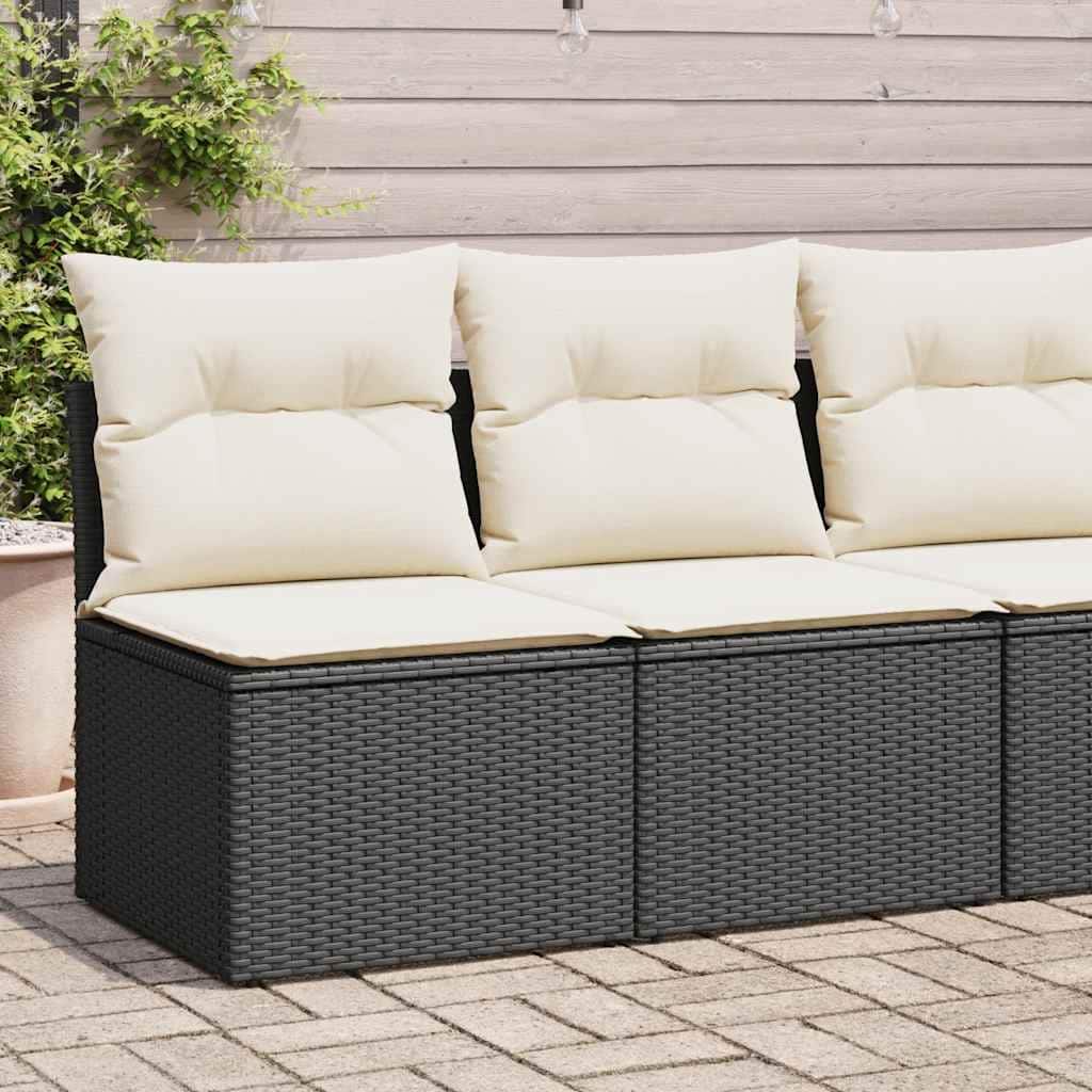 vidaXL Patio Sofa Set with Cushions Sectional Sofas 2 Piece Poly Rattan Acacia - 24.4 x 21.7 x 27.2