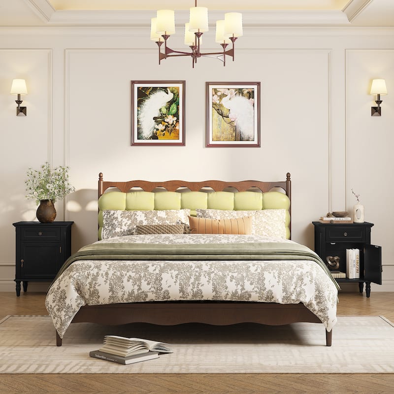 1-Drawer Bedside Table with Storage Function (Set of 2)