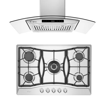 2 Piece Kitchen Appliances Packages Including 30" Gas Cooktop and 36" Island Range Hood