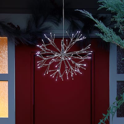 Alpine Corporation 16"H Indoor Holiday 3D Snowflake Hanging Ornament with LED Lights