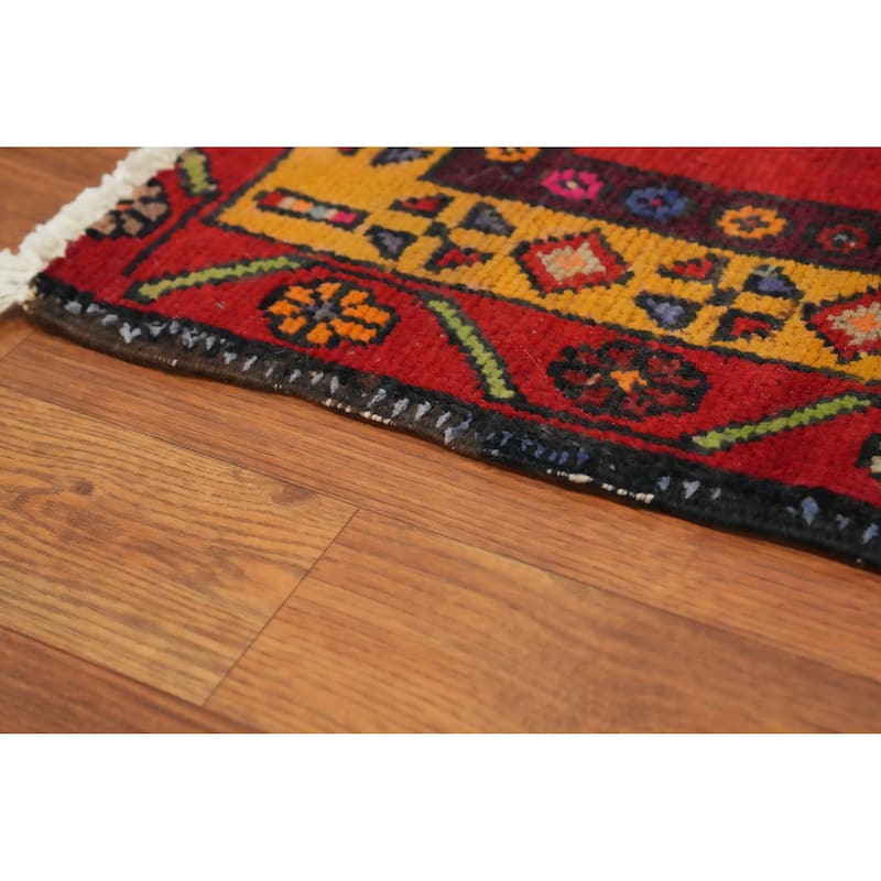 Hand Knotted Oriental 100% Wool Carpet Traditional Tribal Red Ardebil Runner Rug - 9' 8'' X 3' 6''