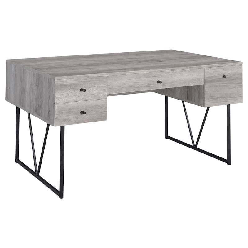 Analiese Farmhouse 63-inch 4-Drawer Writing Desk - Grey Driftwood
