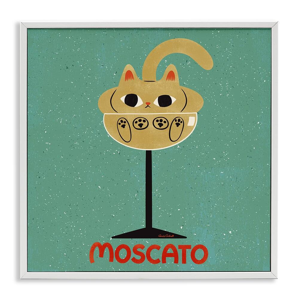 Stupell Moscato Feline Wine Framed Giclee Art Design By Carrie Cantwell