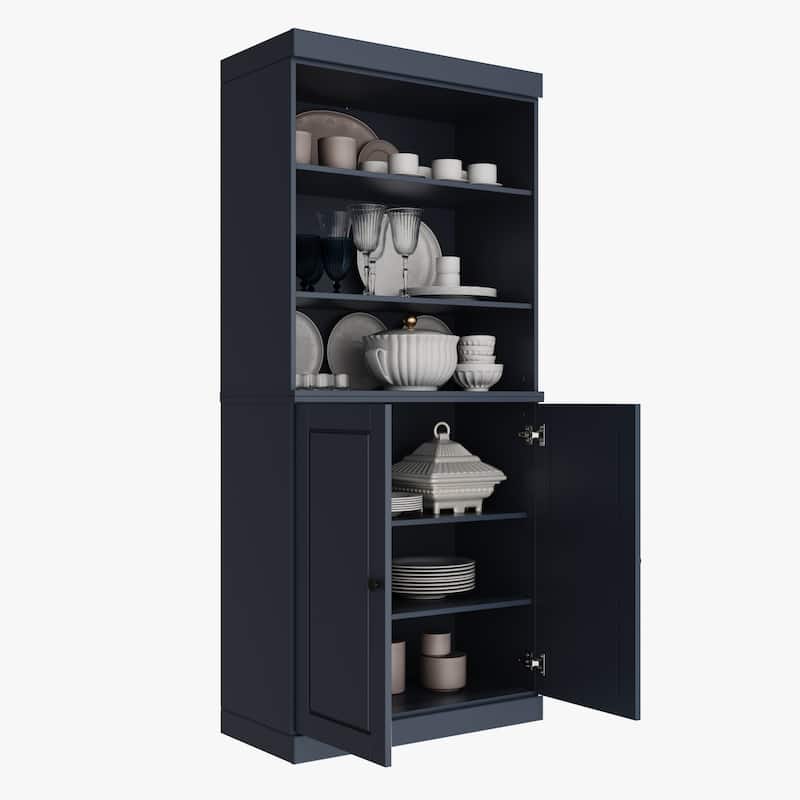100% Solid Wood 32" Kitchen Pantry Cabinet with 2 Doors by Palace Imports