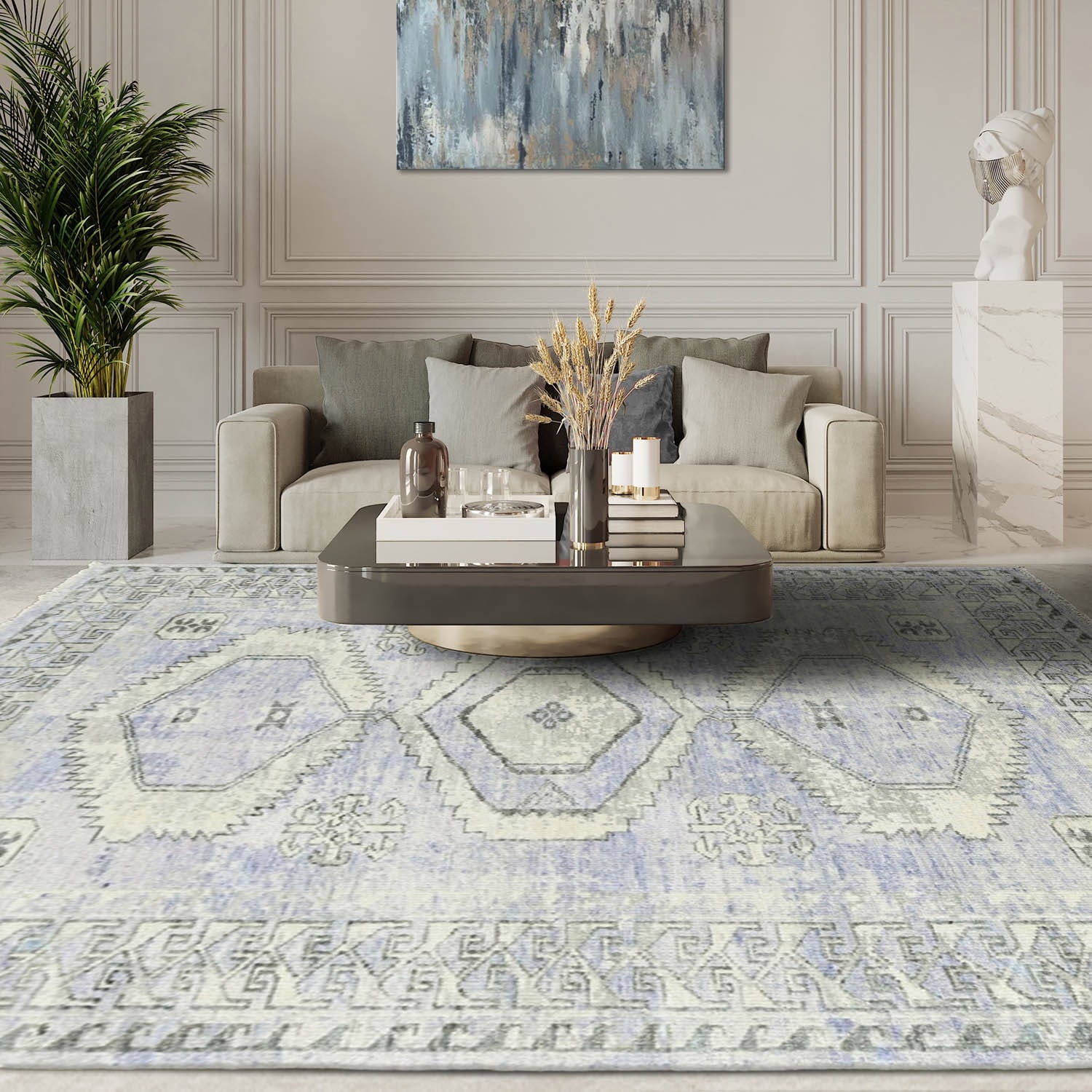 Hand Knotted Turkish Oushak GrayWool Traditional Oriental Area Rug