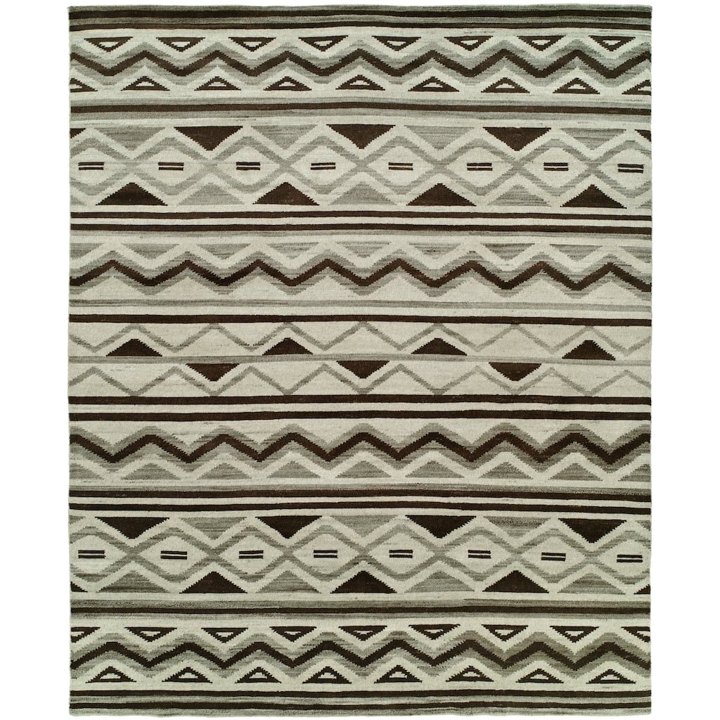 Traditional Grey Hand-Knotted Wool Area Rug