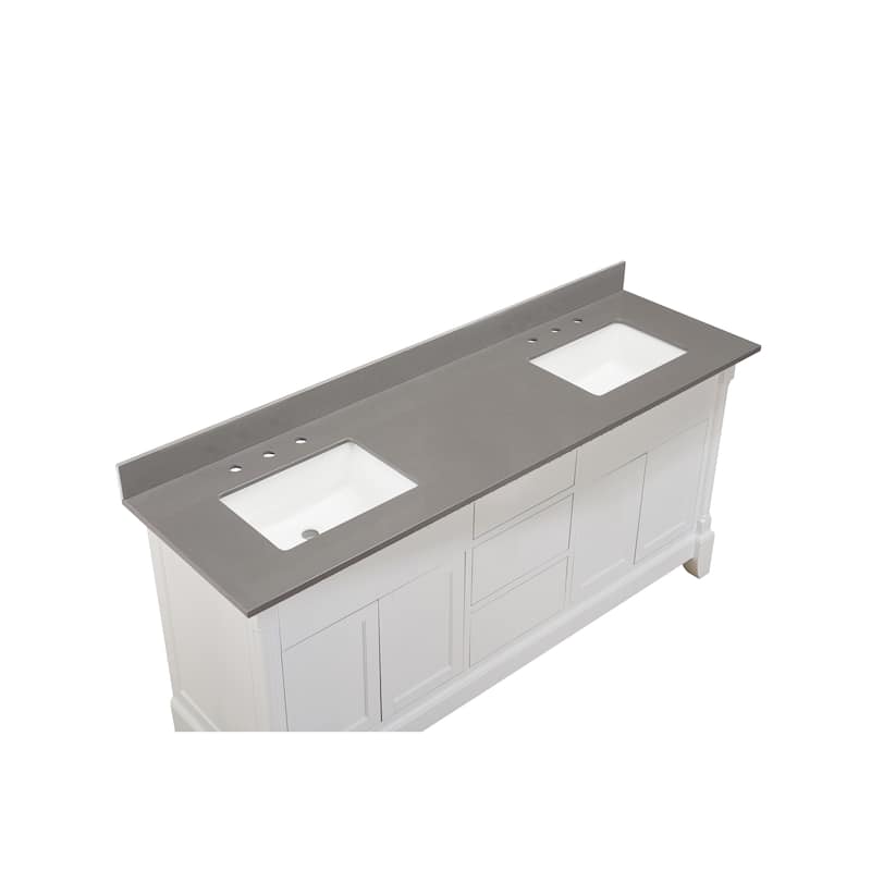 Altair Madrid Bathroom Vanity Countertop in Concrete Grey with White Sink without Vanity