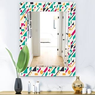 Designart 'Retro Abstract Geometric Pattern' Modern Mirror - Frameless ...