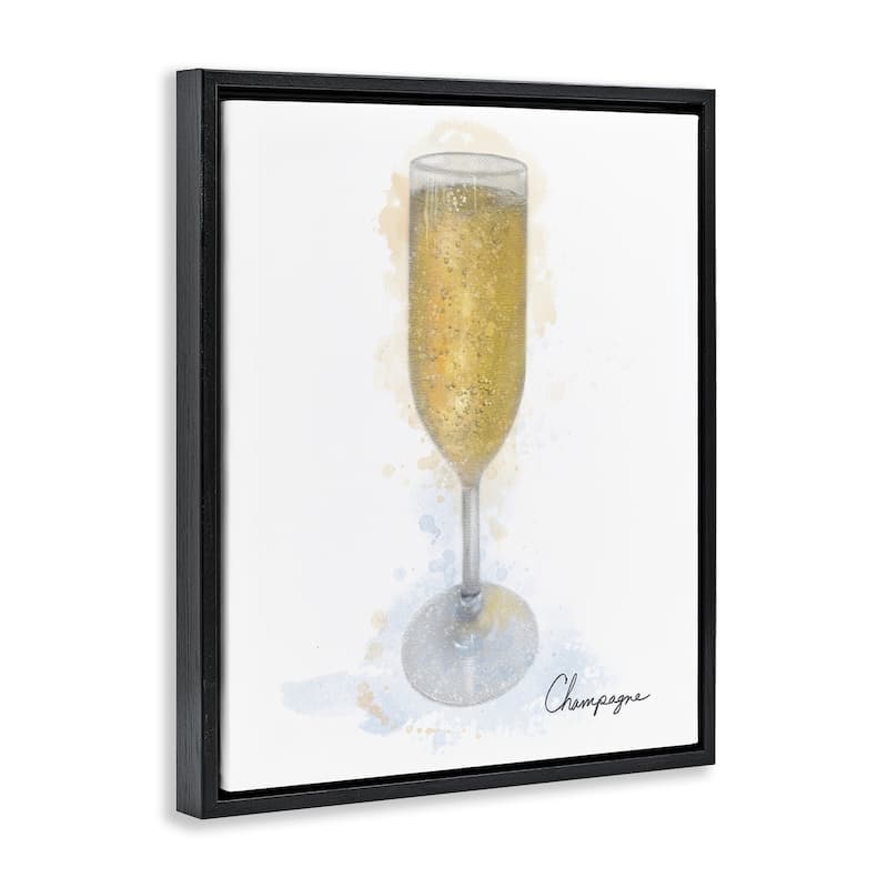 Stupell Champagne Glass Shimmer Framed Floater Canvas Wall Art Design By Matthew Piotrowicz