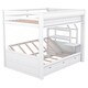 preview thumbnail 7 of 7, White Full Size Convertible Design Wood Bunk Bed with Storage Staircase, Bedside Table, and 3 Drawers