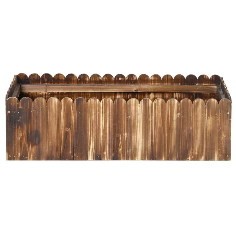 Natural Fir Wood Rectangular Planter Box with Drainage Holes 39.5 Inch Raised Garden Bed for Vegetables Herbs Flowers
