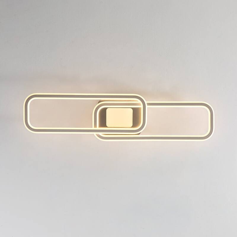 Dimmable LED Dual Oval Ring Long Semi Flush Mount Light 41in