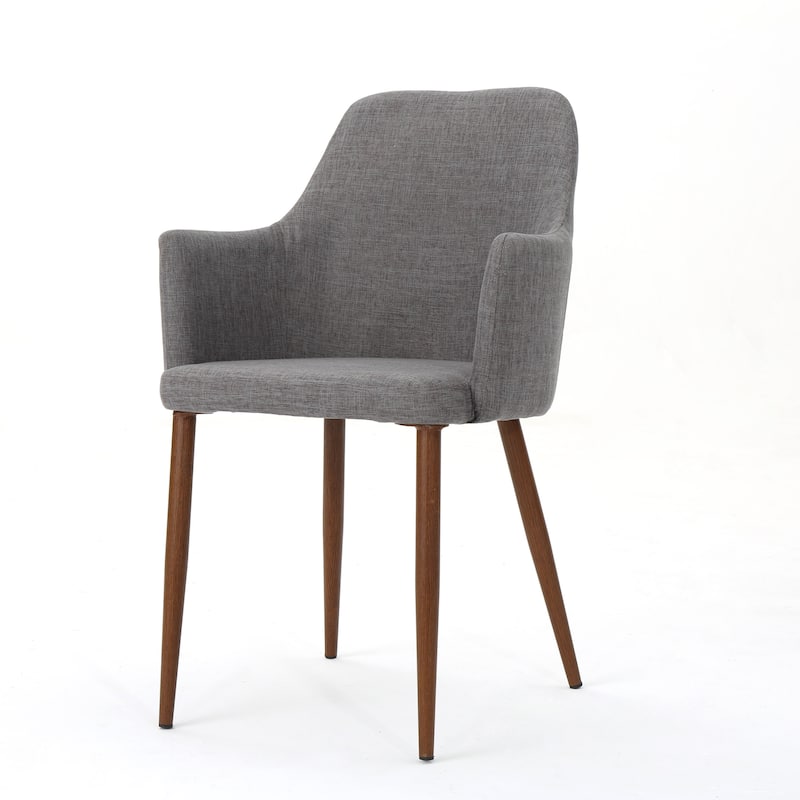 Fabric Upholstered Dining Room Chairs with Arms, Metal Legs, Modern Contour Back Side Chairs Breakfast Nook Chairs, Set of 2