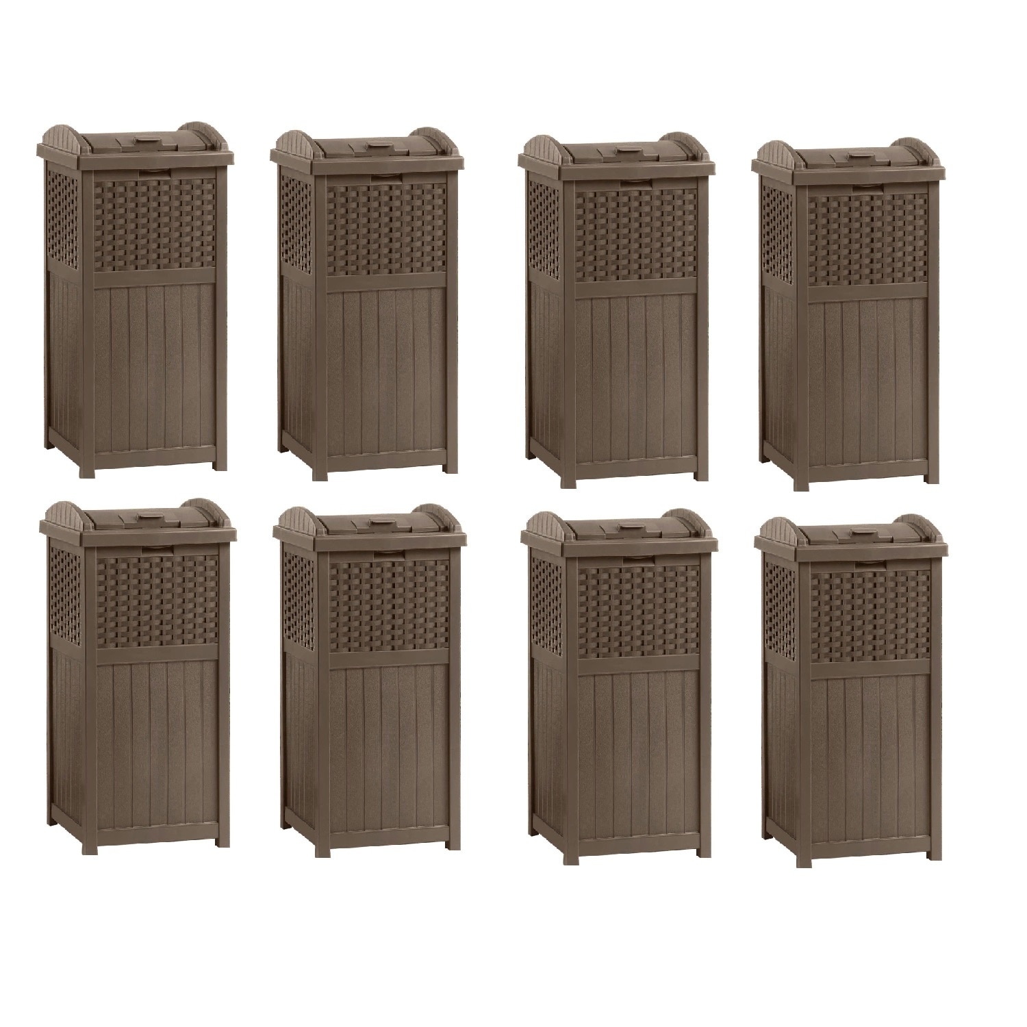 Keter Copenhagen Brown 32 Gallon Resin Large Trash Can with Lid
