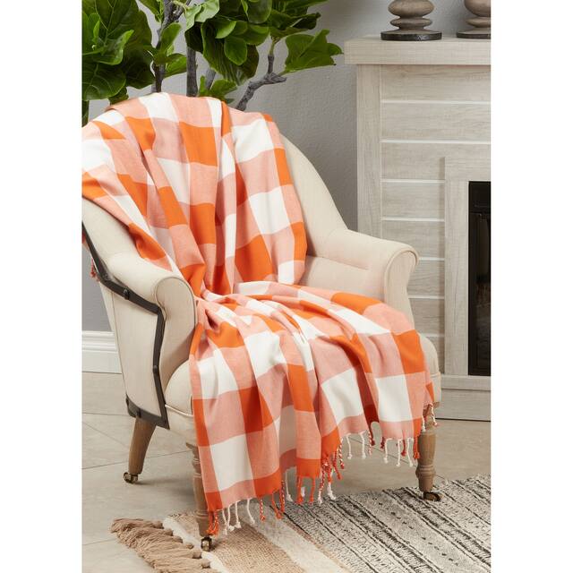 Throw Blanket With Buffalo Plaid Design