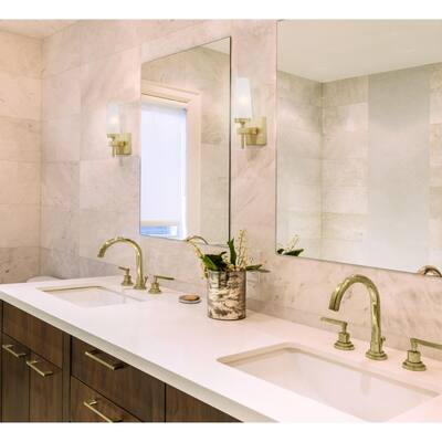 Westinghouse Chaddsford One-Light Indoor Wall Fixture, Champagne Brass Finish with Frosted Glass - 1-Light