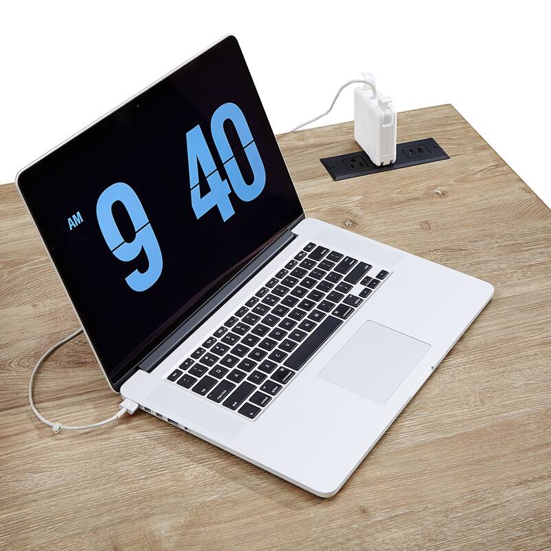 Hinesburg 40 in. Corner Desk with USB Chargers and 3-drawer File Cabinet by iNSPIRE Q Classic