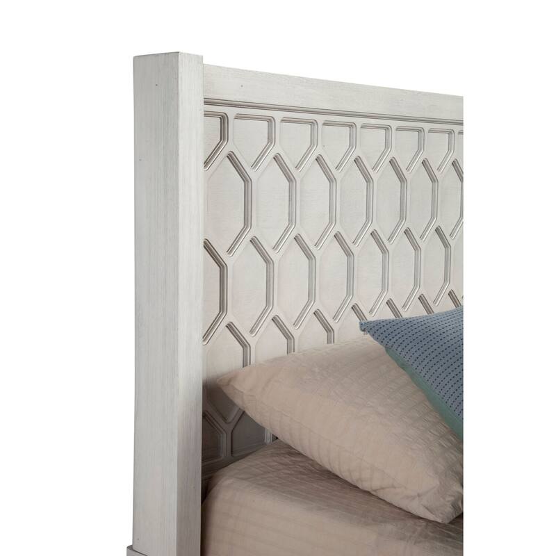 Full Size Bed with Panel Headboard - Light Grey Finish - Modern Bedroom Furniture