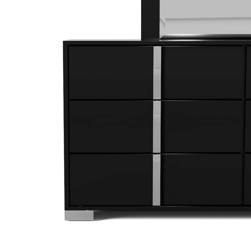 Furniture of America Erina Modern Glossy 2-Piece 6-Drawer Dresser and Mirror Set