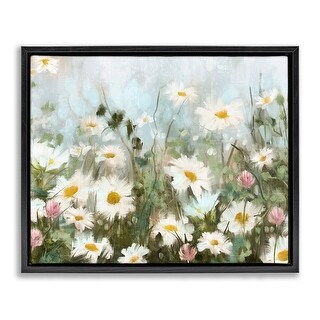 Stupell Daisy Field Painting Framed Floater Canvas Wall Art Design by ...