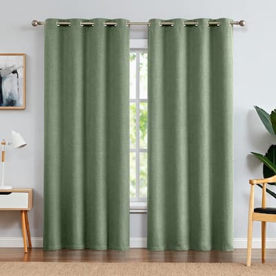 80% Blackout Curtains for Bedroom, Linen Textured Curtains 84 Inch Length 2 Panels Set, Thermal Insulated Drapes