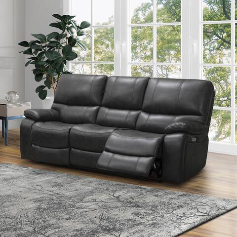 Abbyson Browning Top Grain Leather Power Reclining Sofa with USB