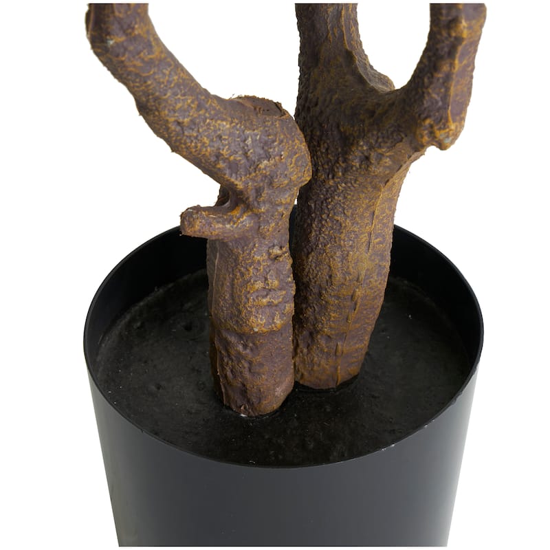 Faux Foliage Fiddle Leaf Artificial Tree with Black Pot - Green - Roche River Decor - 19"W x 24"L x 49"H