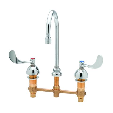 T and S Brass Deck Mounted Medical Faucet with 8" Centers, Swivel - Chrome