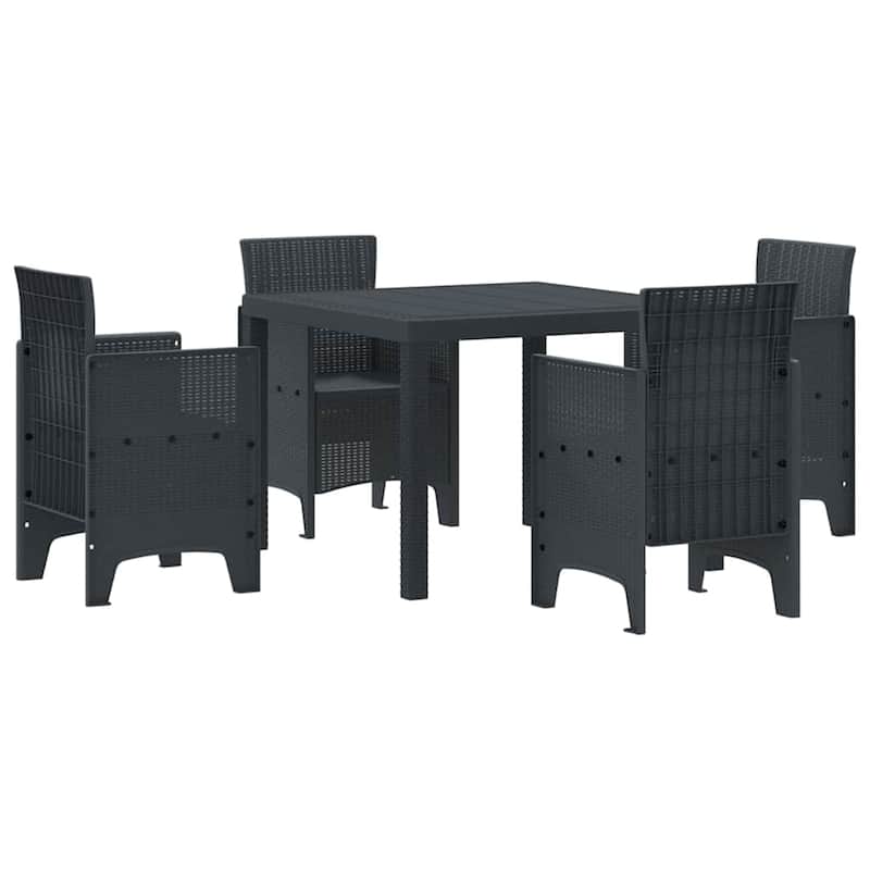 vidaXL Garden Dining Set 3/5 pcs Anthracite/Brown Polt rattan - 100 x 100 x 73 cm