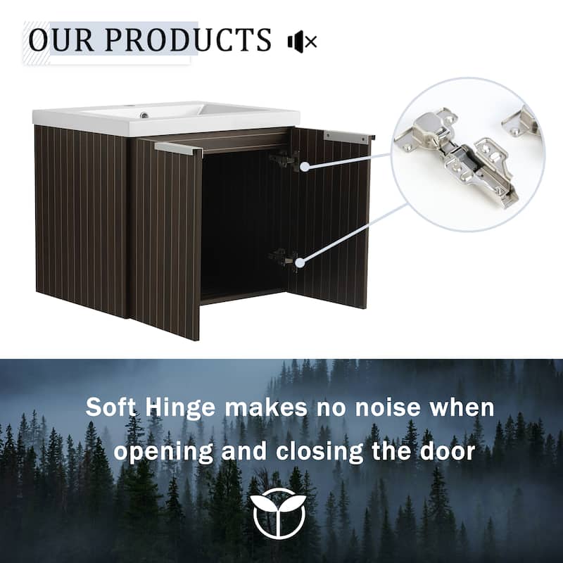 BNK 24"/30"/36" Single Sink Bathroom Vanity with Soft Close Door, Modern Floating Vanity