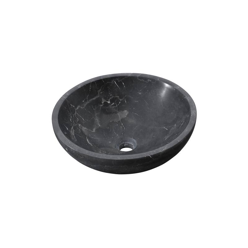 Roomfitters Marble Bathroom Vessel Sink, Natural Stone Countertop Wash Basin, Round Matte Vanity Bowl, Above Counter, Dark Grey