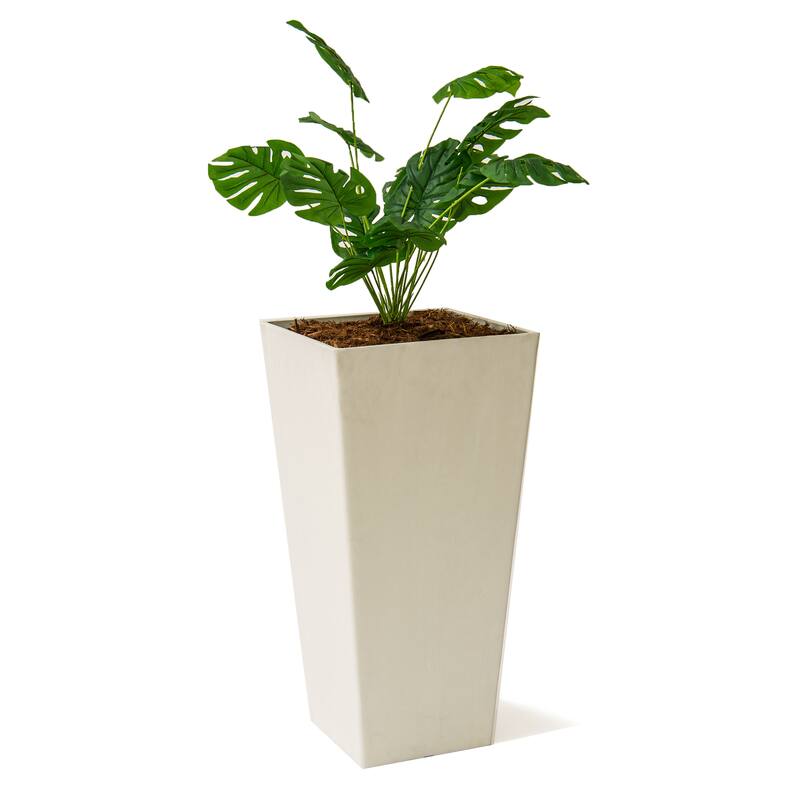 XBrand Modern Square Tapered Planter – 28" or 30" Tall, Indoor & Outdoor Use - 1 x 30"H - White