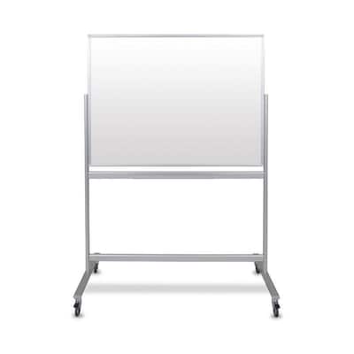 Luxor 48"W x 36"H Double-Sided Mobile Magnetic Glass Marker Board