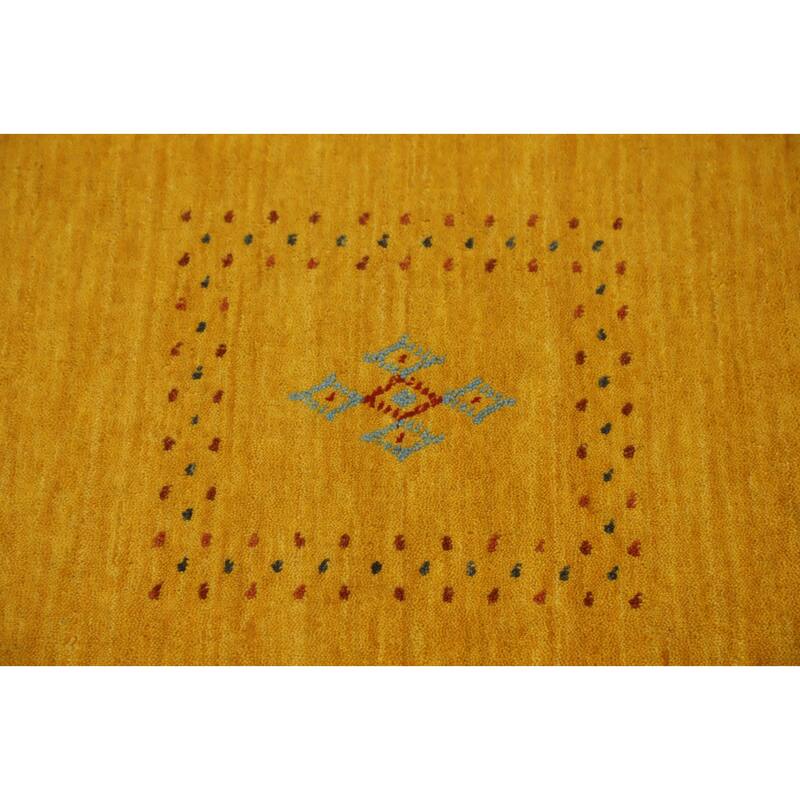 Hand Knotted Oriental 100% Wool Carpet Tribal Animal Pictorial Yellow & Gold Gabbeh Area Rug - 9' 9'' X 8' 0''
