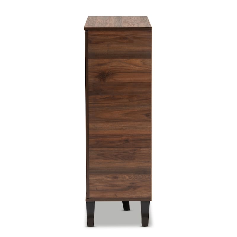 Idina Mid-Century Modern Two-Tone 1-Door Shoe Cabinet