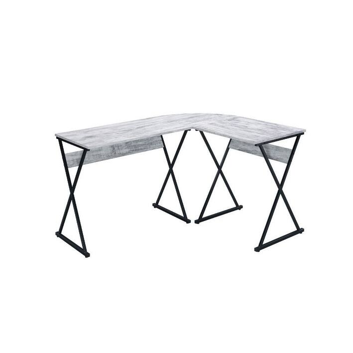 Industrial L -Shaped Round Corner Design Writing Desk , Distinctive X -Shaped Metal Base