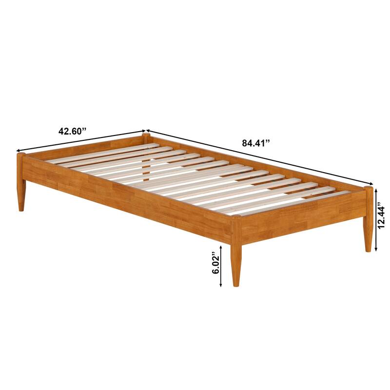 Twin XL Platform Bed Frame - Light Toffee Wood Bed