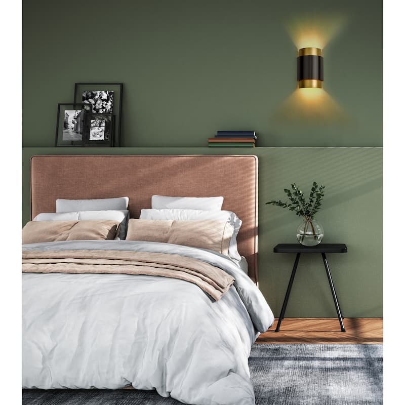 Harlech 2 Light Wall Sconce - Bronze + Rubbed Brass