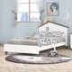 preview thumbnail 1 of 10, Twin Size Wood Platform Bed with House-Shaped Headboard White