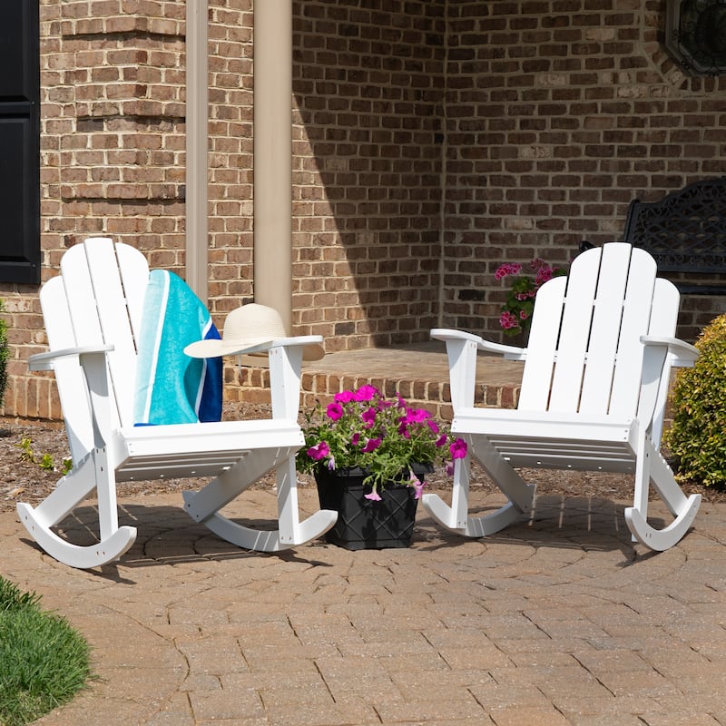 Gavil White Acacia Wood Adirondack Rocking Chair (Set of 2)