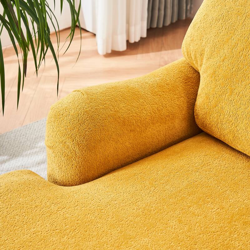 Modern Mid-Century Yellow Foam Chaise Lounger Sofa