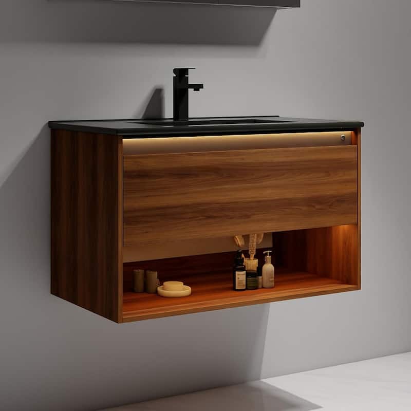 Blossom Bergen Wall Mounted Floating Bathroom Vanity with Sink