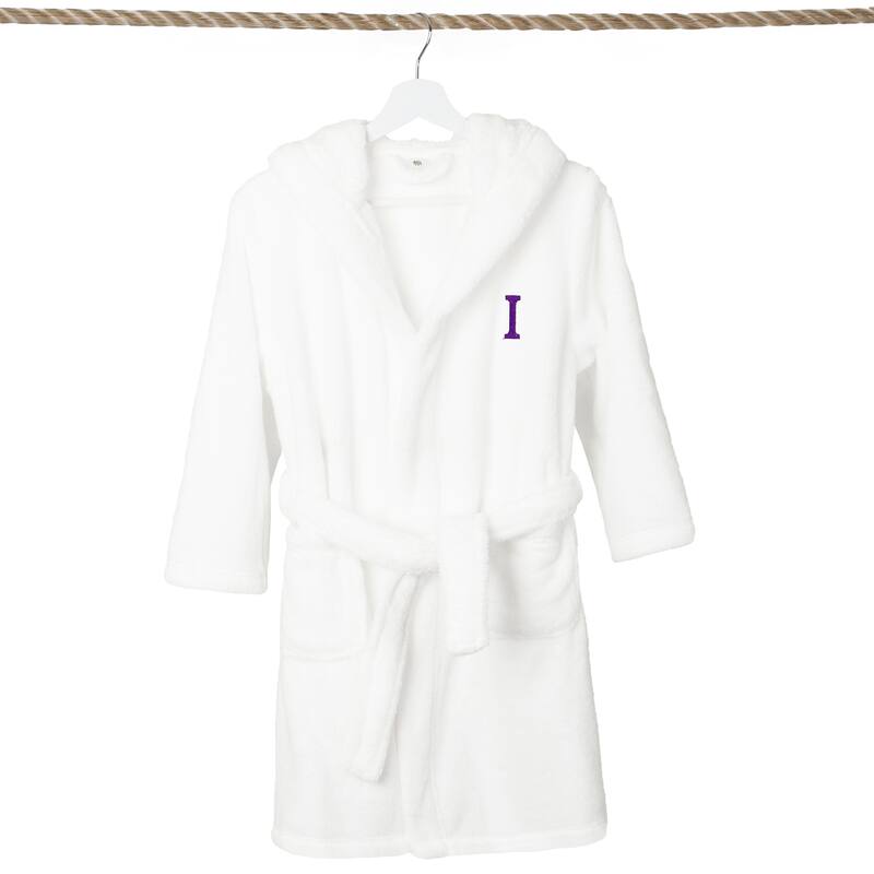 Sweet Kids 100% Polyester SUPER PLUSH Double Brushed Hooded Bathrobe with Purple Bookman Monogram