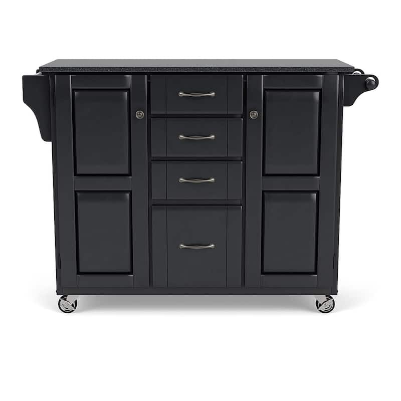 Homestyles Create-A-Cart Black Wood Kitchen Cart - 48" x 18" x 36"