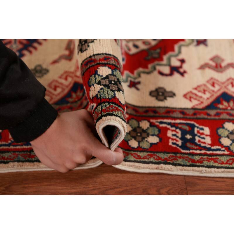 Ivory Kazak Foyer Rug Traditional Handmade Wool Carpet - 2'9"x 4'0"